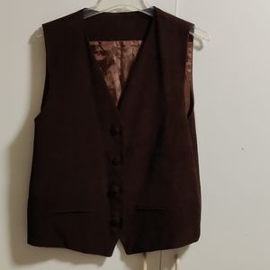 Brown button down vest